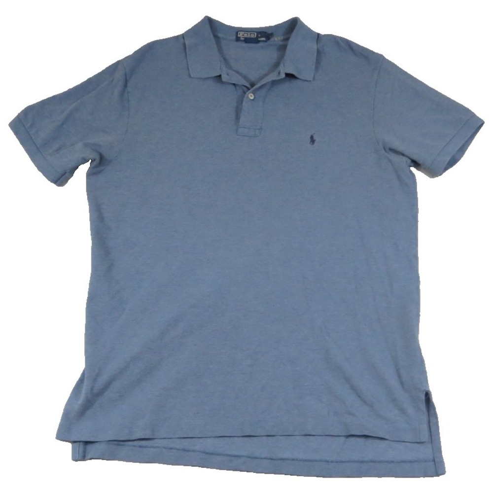 Polo Ralph Lauren Shirt Mens Large Blue Short Sleeve Pique Cotton Classic Fit Po